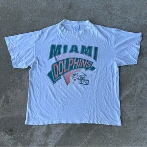 Vintage 90s Miami Dolphins NFL Distressed Tee XL Single Stitch USA Made